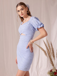 STREET 9 Sweetheart Neck Print Puff Sleeve Sheath Dress