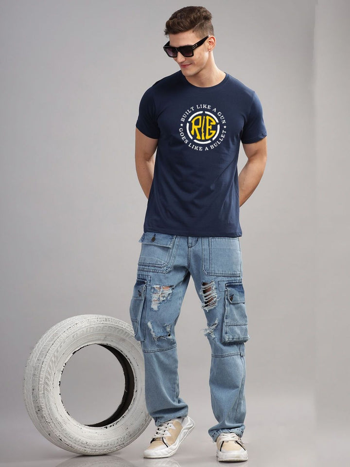 ADRO Men Typography Printed Applique T-shirt
