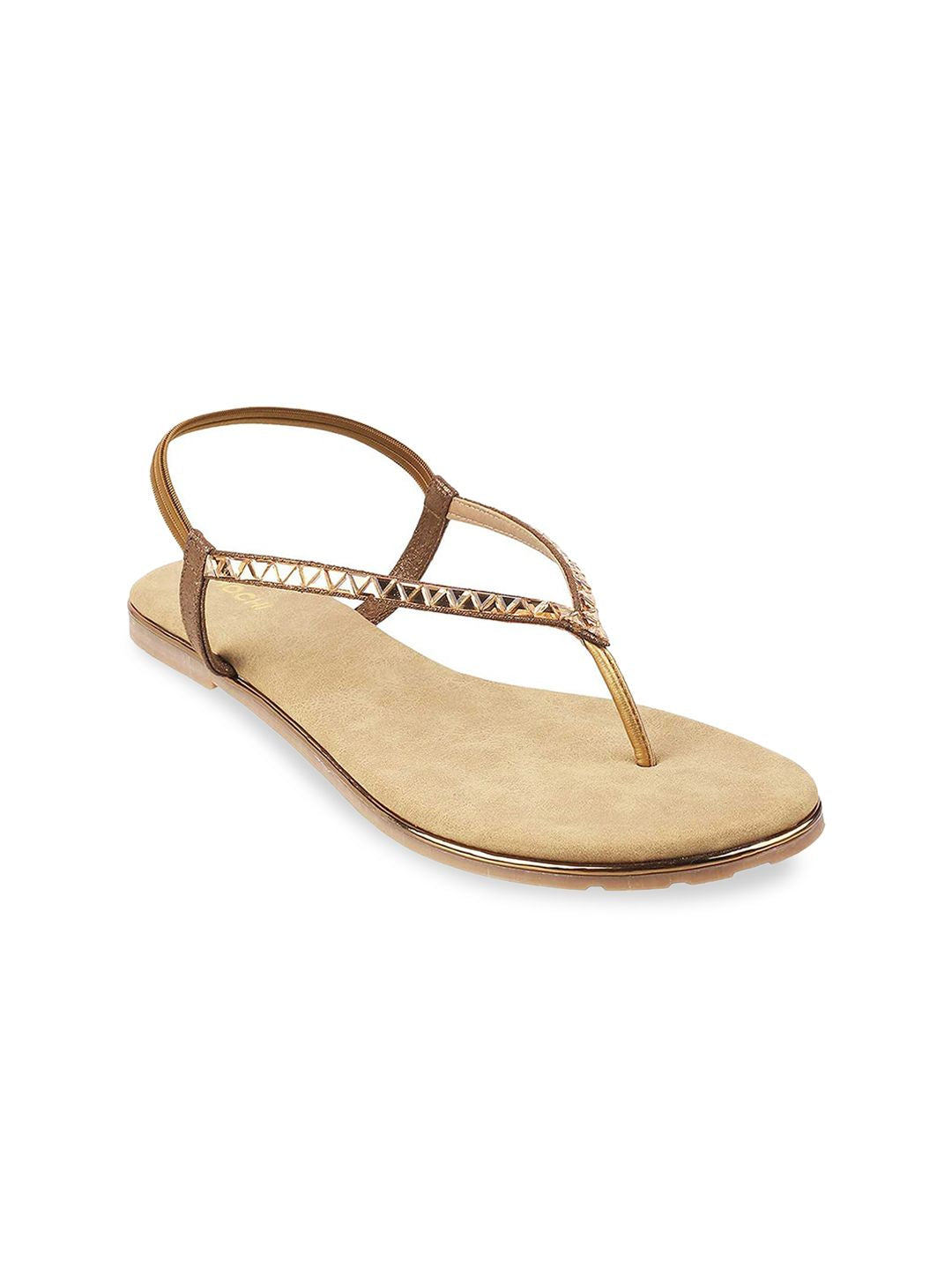 Mochi Women Gold-Toned One Toe Flats
