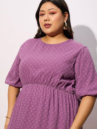 SASSAFRAS Curve Plus Size Polka Dot Print Fit & Flare Dress