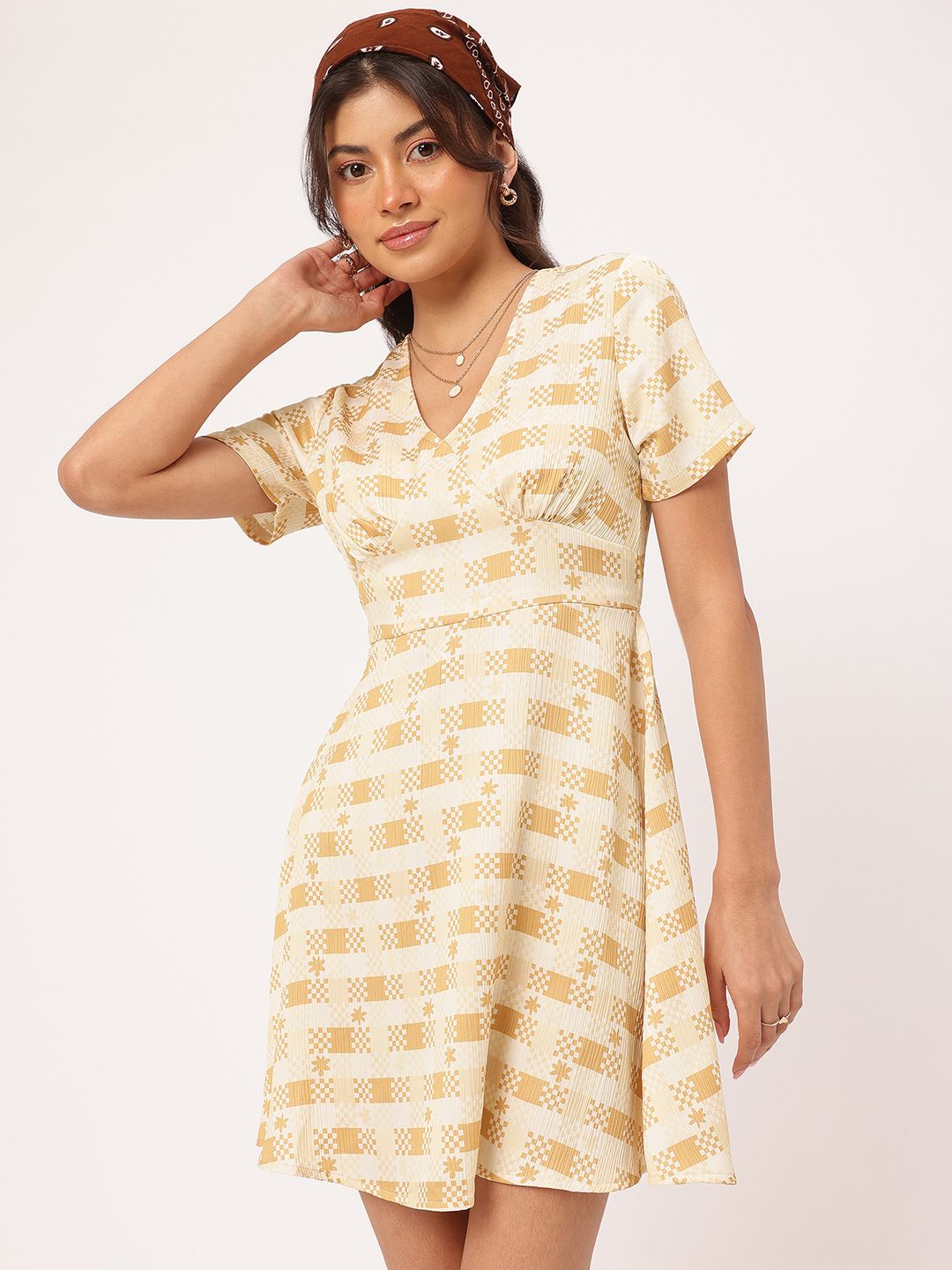 DressBerry Urban Chic Geometric Printed Mini Empire A-Line Dress