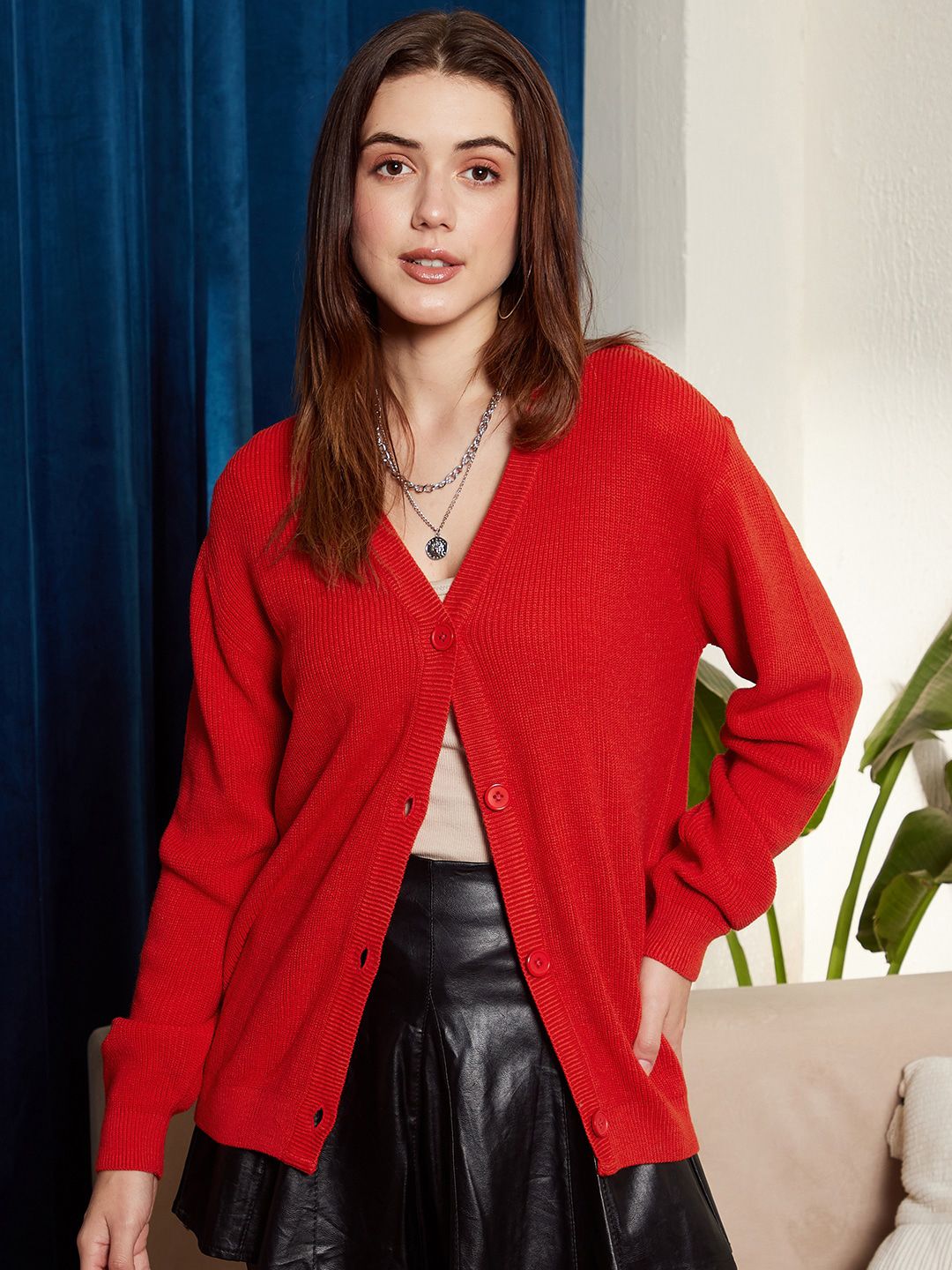 Berrylush Ribbed Acrylic Cardigan Sweater