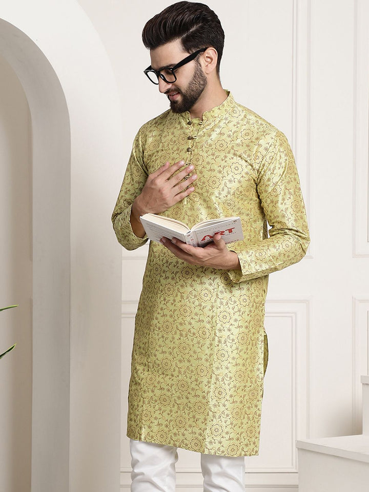 SOJANYA Floral Printed Silk Cotton Kurta
