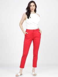 Tokyo Talkies Women Red Slim Fit Trousers