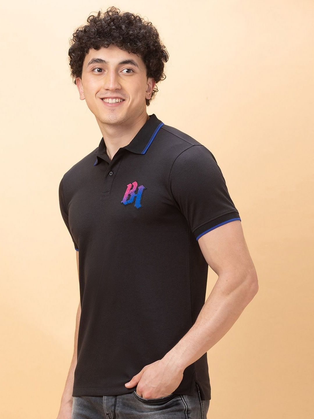 Being Human Men Polo Collar Applique T-shirt