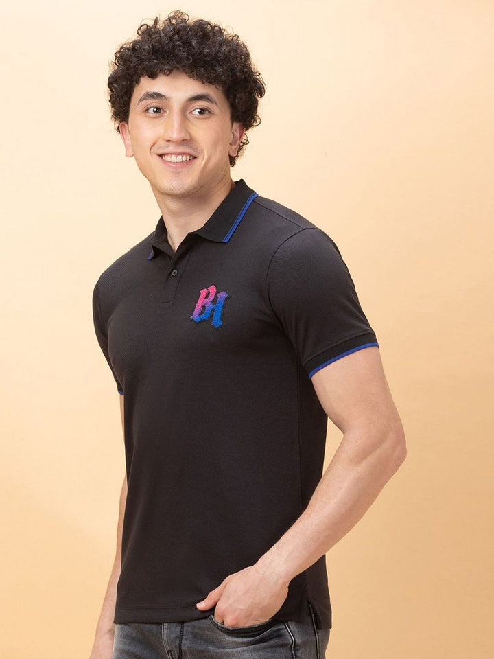 Being Human Men Polo Collar Applique T-shirt