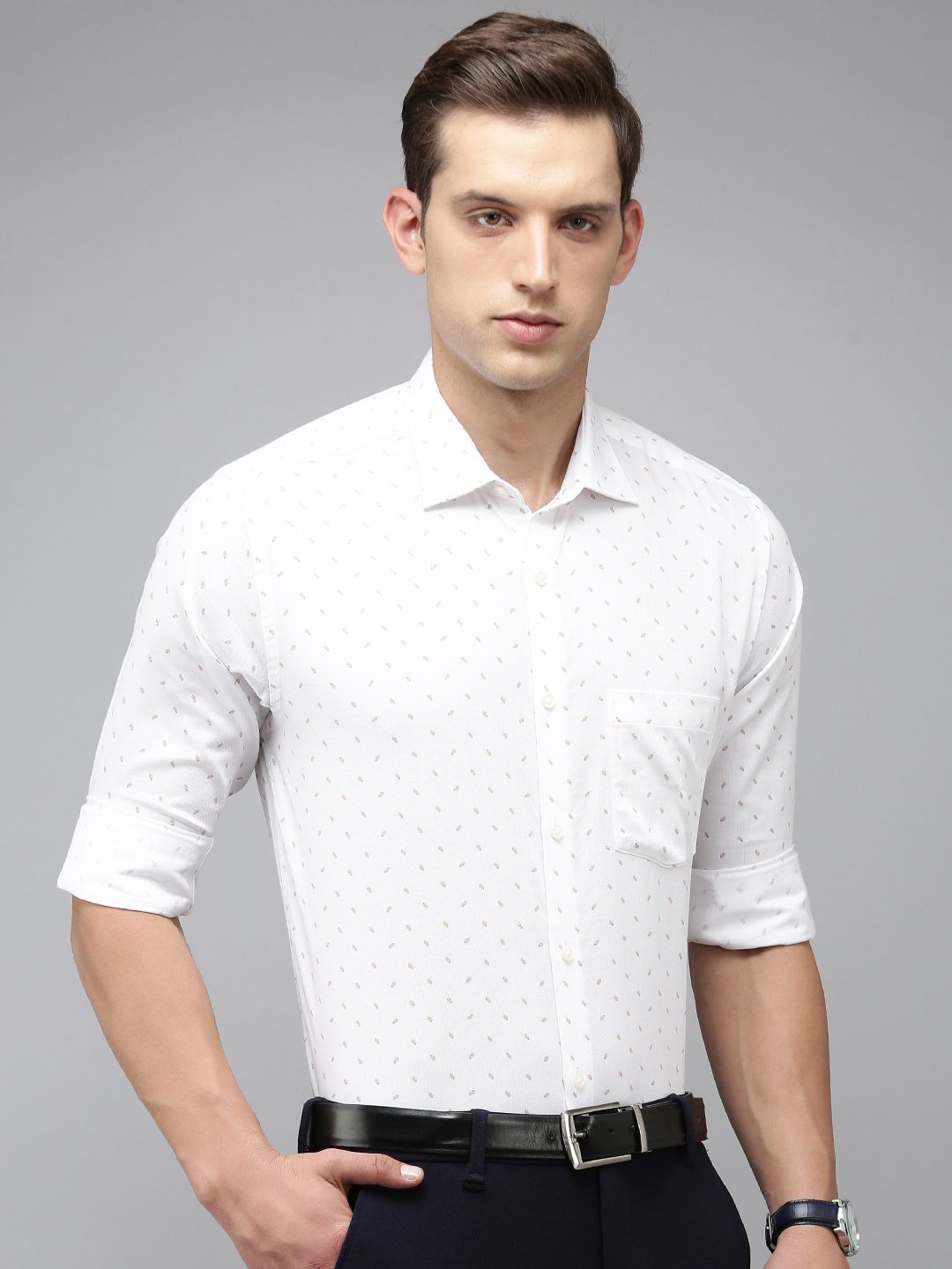 Park Avenue Men Pure Cotton Slim Fit Printed Formal Shirt