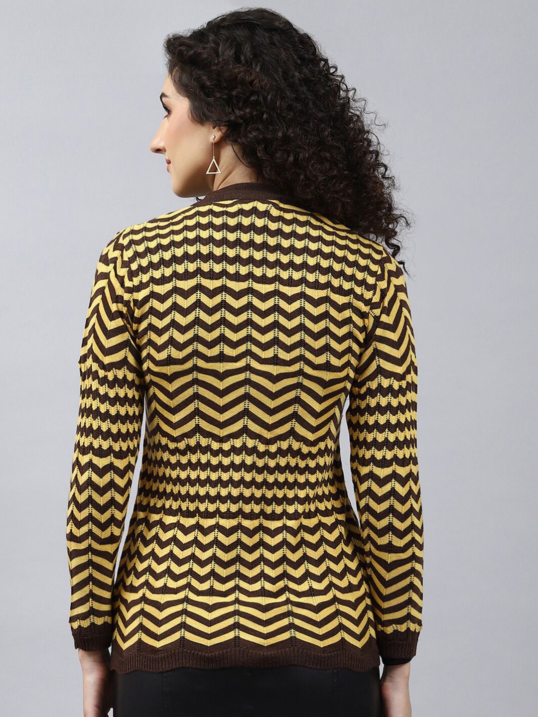 Monte Carlo Geometric Striped Woollen Cardigan