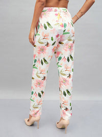 SASSAFRAS White Women Floral Printed Straight Fit Trousers