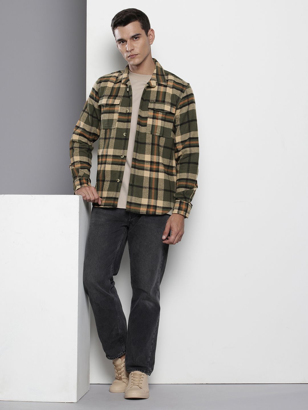 The Indian Garage Co Pure Cotton Checked Casual Shirt