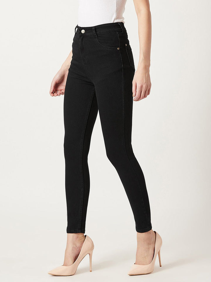 Miss Chase Women Black Skinny Fit High-Rise Clean Look Jeans