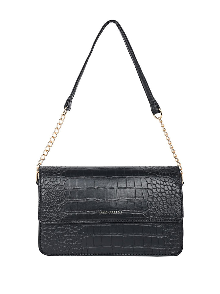 Lino Perros Croc Textured Structured Shoulder Bag