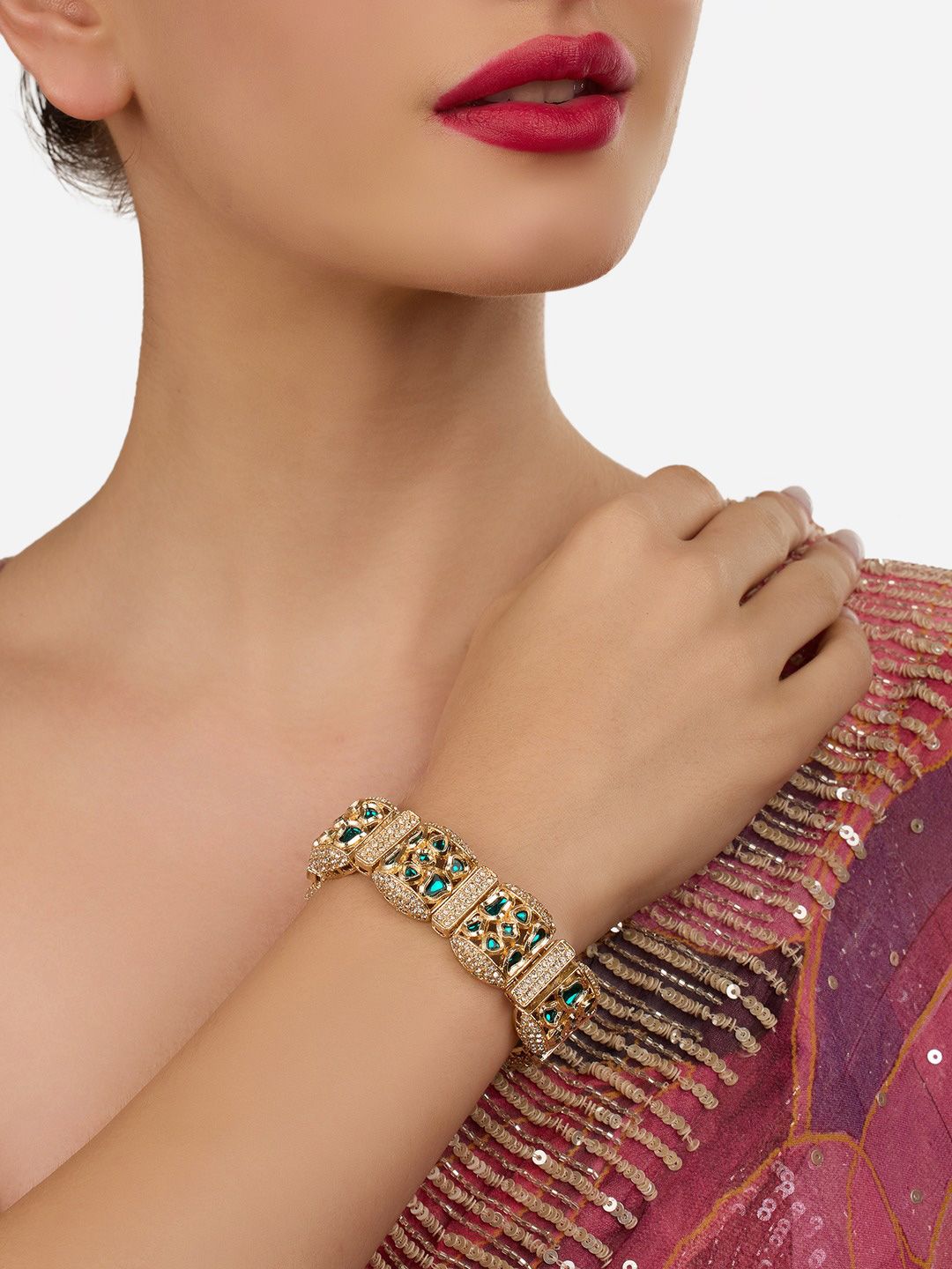 Gelang Salut Batu Tiruan Zaveri Mutiara Bersalut Emas