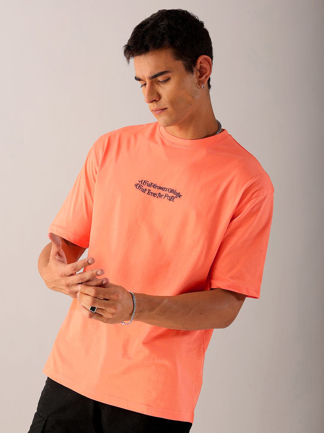 The Indian Garage Co Men Back Printed Boxy Oversized Round Neck T-shirt