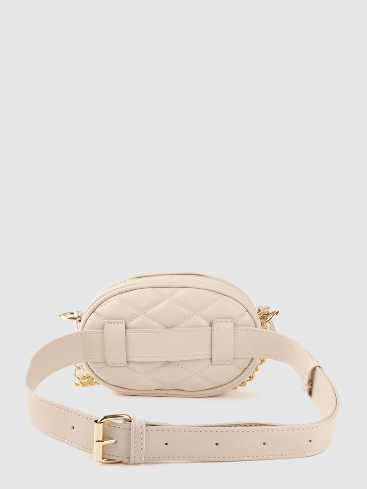 Lino Perros Beige Quilted Sling Bag cum Waist Pouch