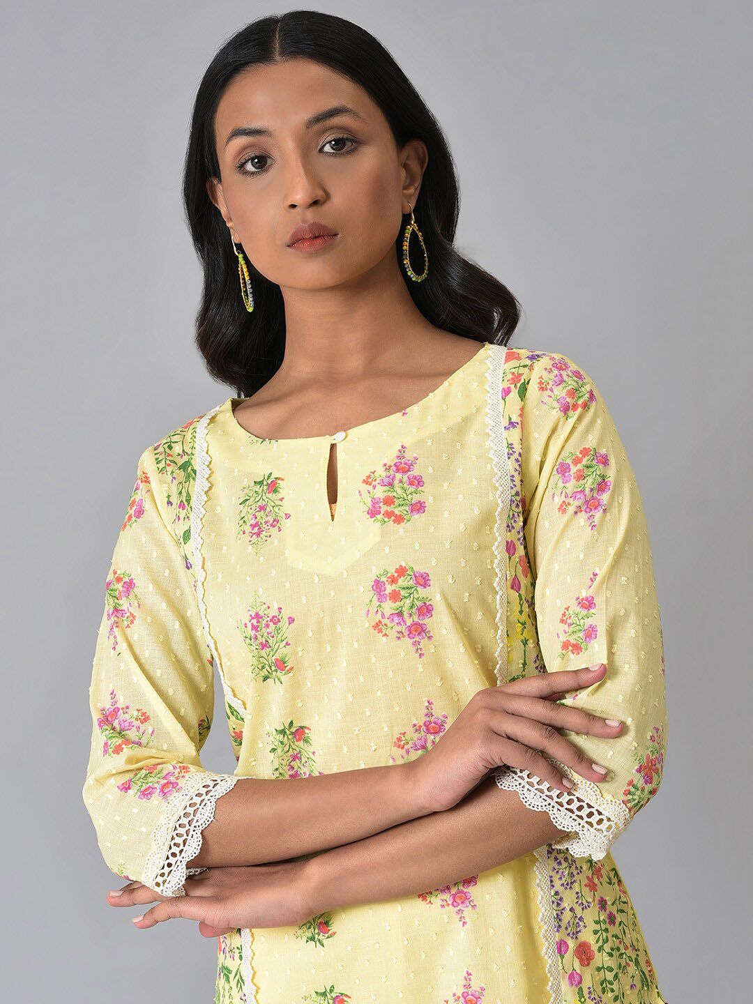 W Floral Printed Pure Cotton Kurta