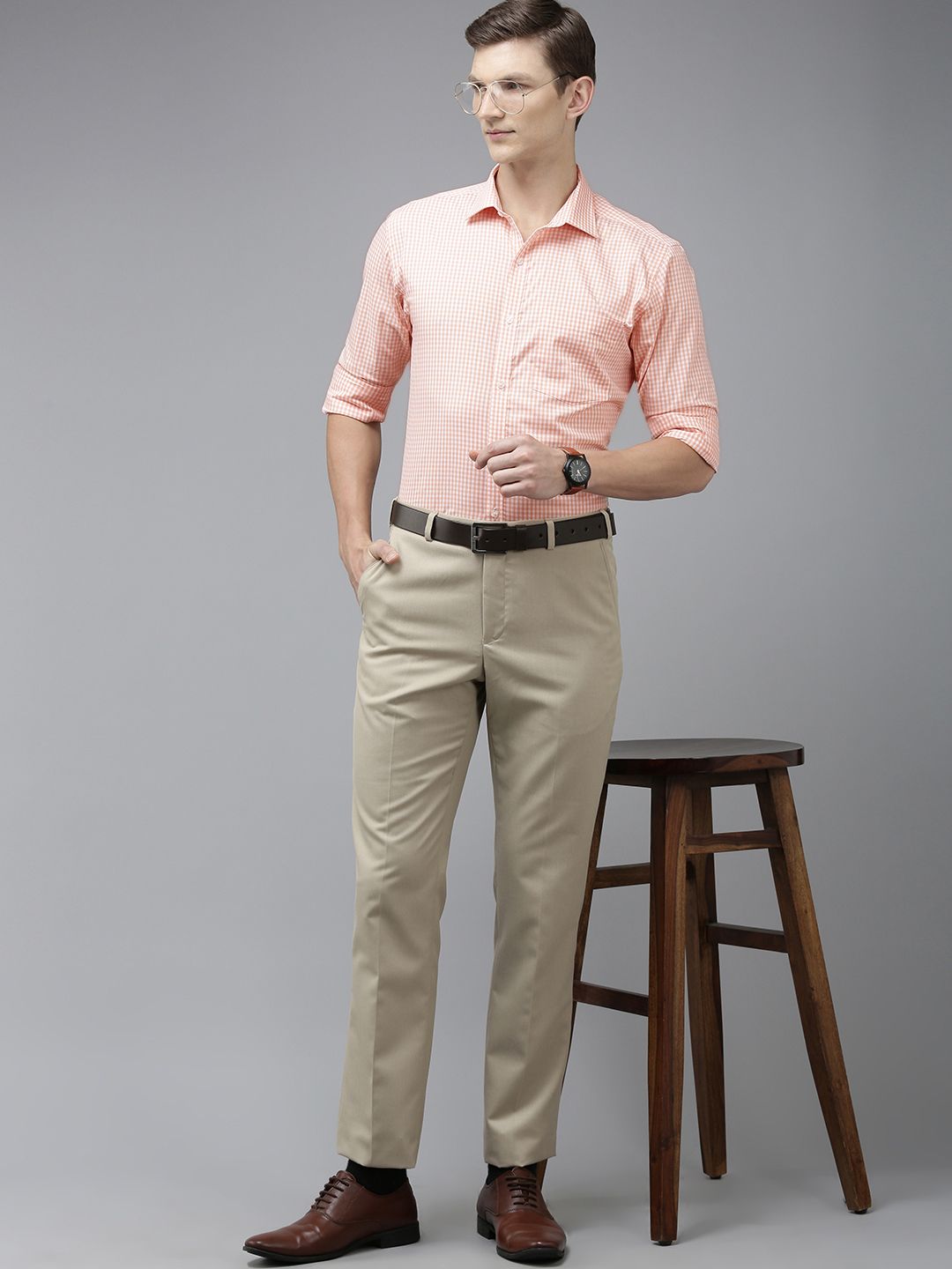 Park Avenue Slim Fit Micro Checked Pure Cotton Formal Shirt