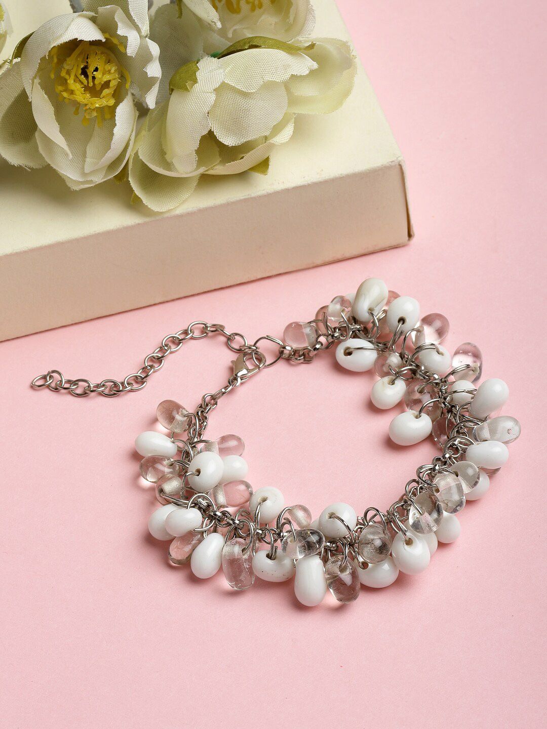 VOGUE PANASH Silver-Plated Oxidised Charm Bracelet