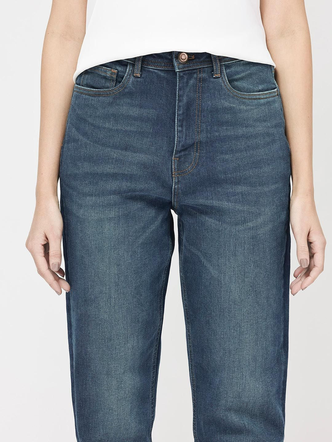 RAREISM Women Comfort Clean Look Light Fade Cotton Jeans