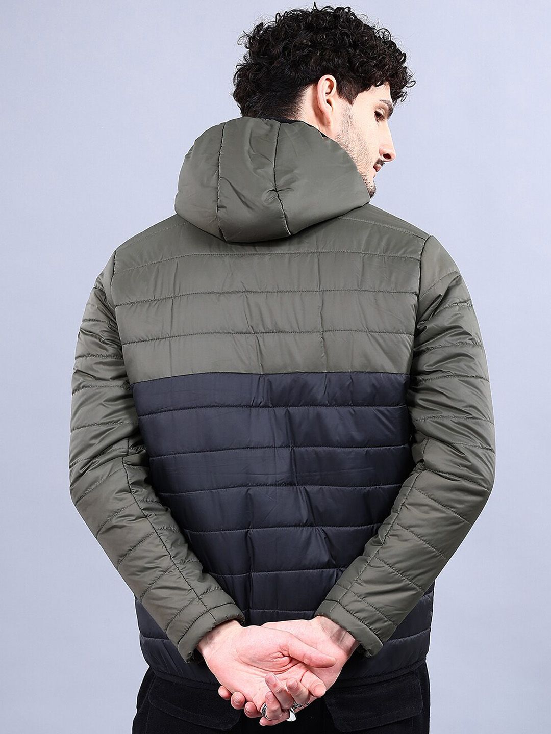 The Indian Garage Co Men Colourblock Regular Fit Hooded Puffer Jacket