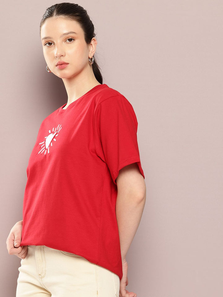 DILLINGER Women Oversized Embroidery Crew Neck Tshirt