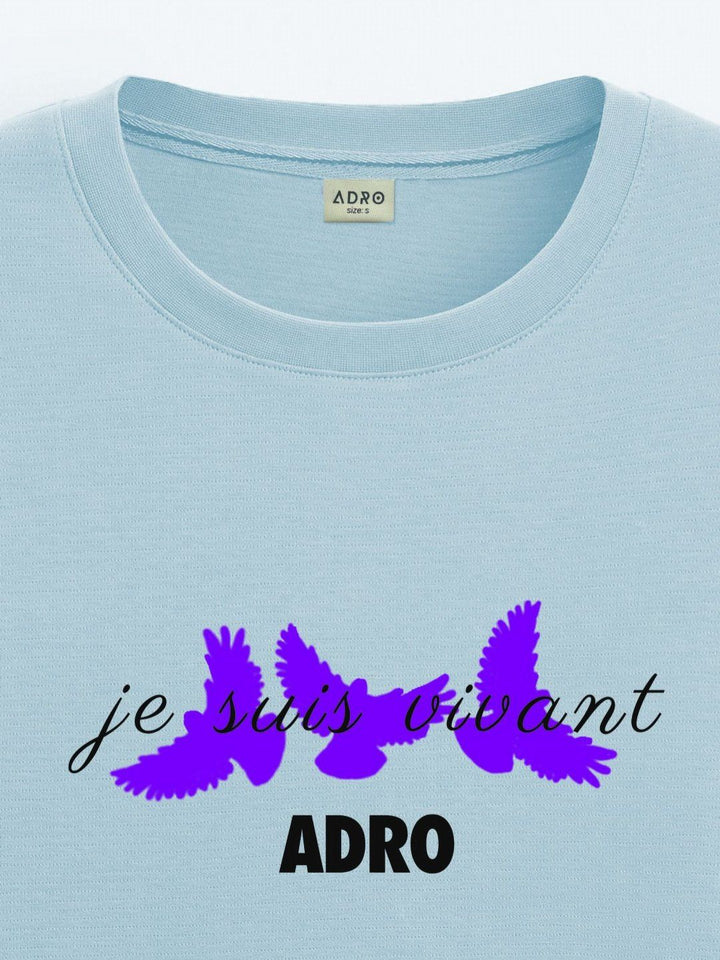 ADRO Men Printed Raw Edge T-shirt