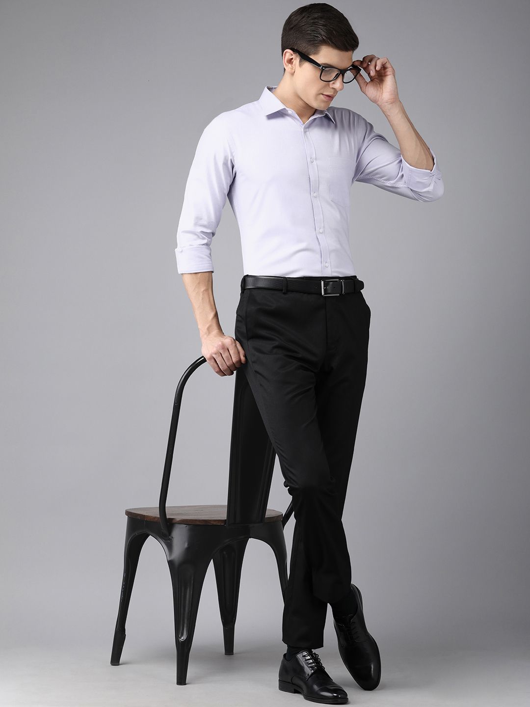 Park Avenue Men Light Purple Self Design Slim Fit Pure Cotton Formal Shirt