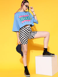 STREET 9 Women Stunning Black Geometric Shorts