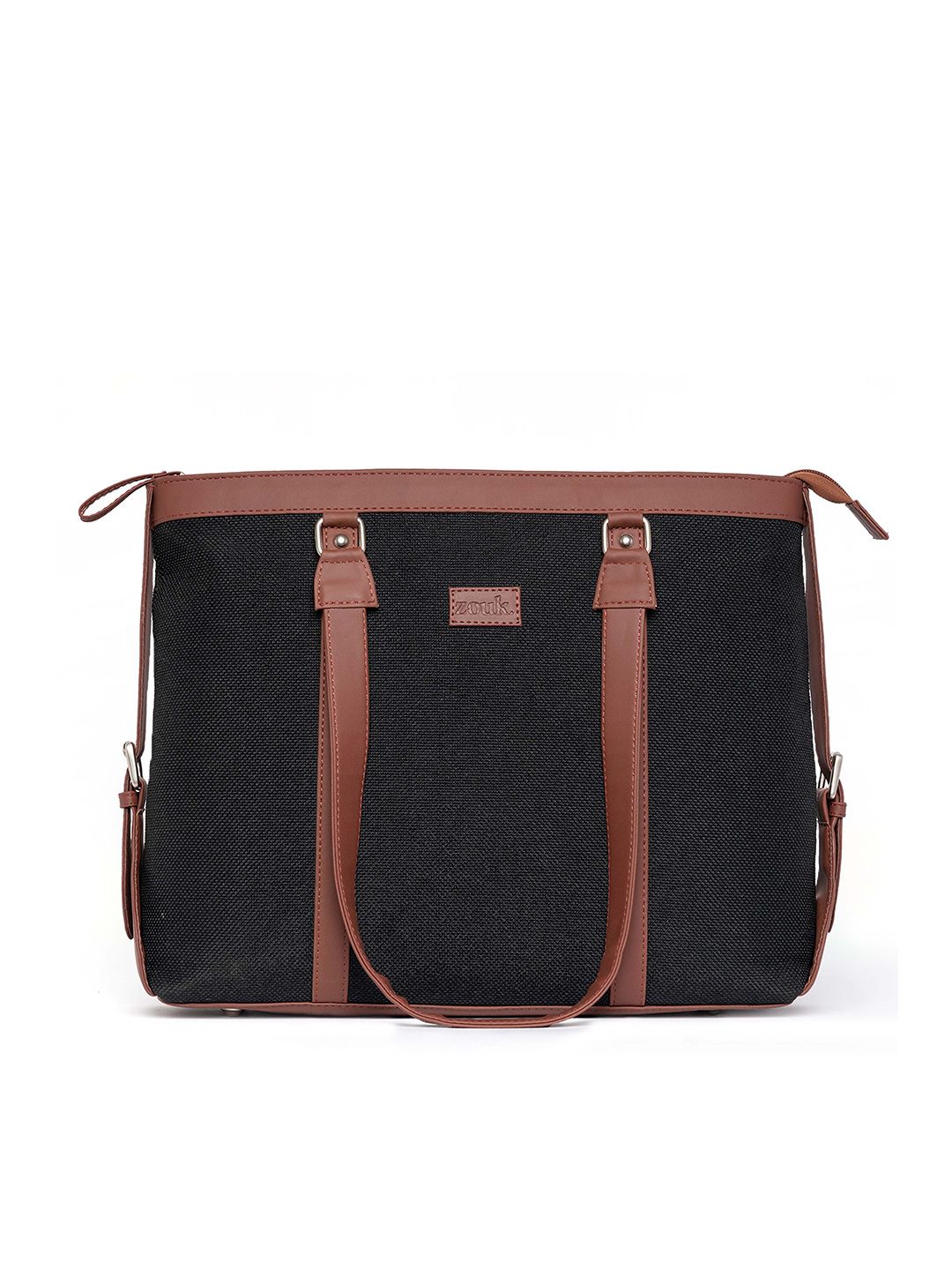 ZOUK Black Solid Vegan Leather Sustainable Laptop Bag