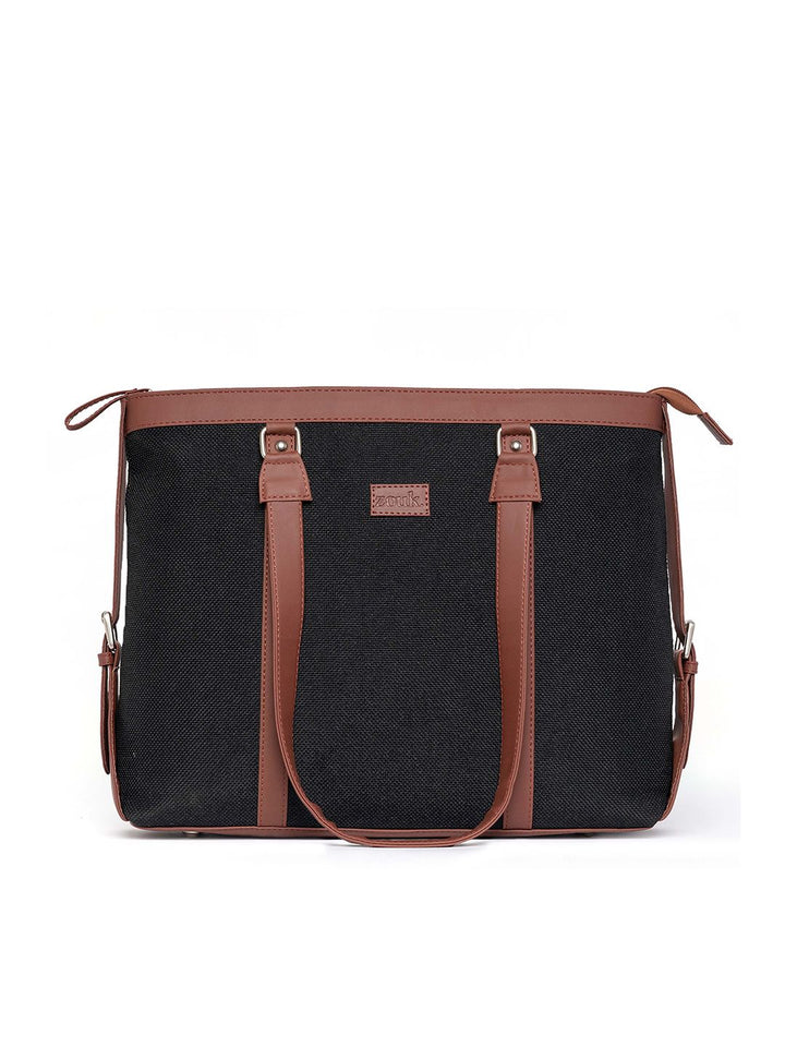 ZOUK Black Solid Vegan Leather Sustainable Laptop Bag