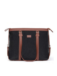 ZOUK Black Solid Vegan Leather Sustainable Laptop Bag