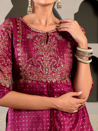 W Maroon & Gold-Toned Ethnic Motifs Ethnic Maxi Maxi Dress