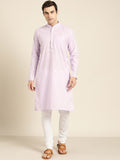 SOJANYA Men Lavender & White Striped Straight Kurta