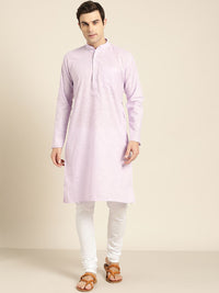 SOJANYA Men Lavender & White Striped Straight Kurta