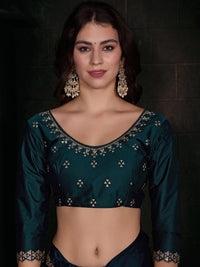 Saree mall Embellished Border Beads and Stones Satin Saree