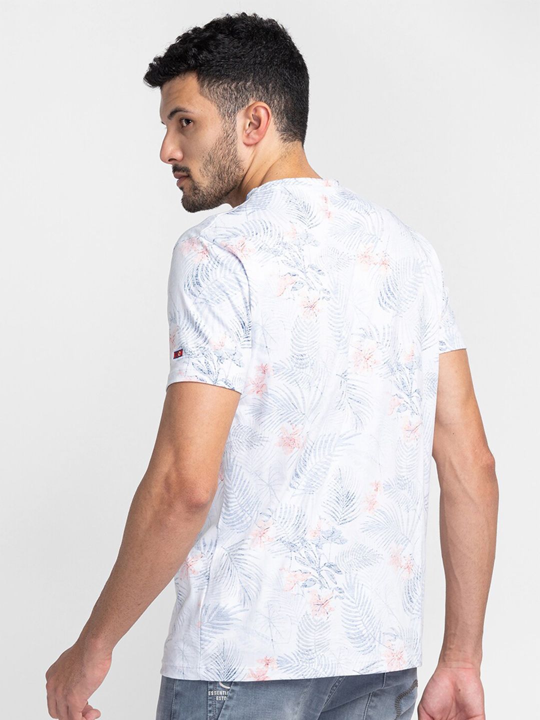 Being Human Tropical Printed Knitted Pure Cotton Casual T-shirt