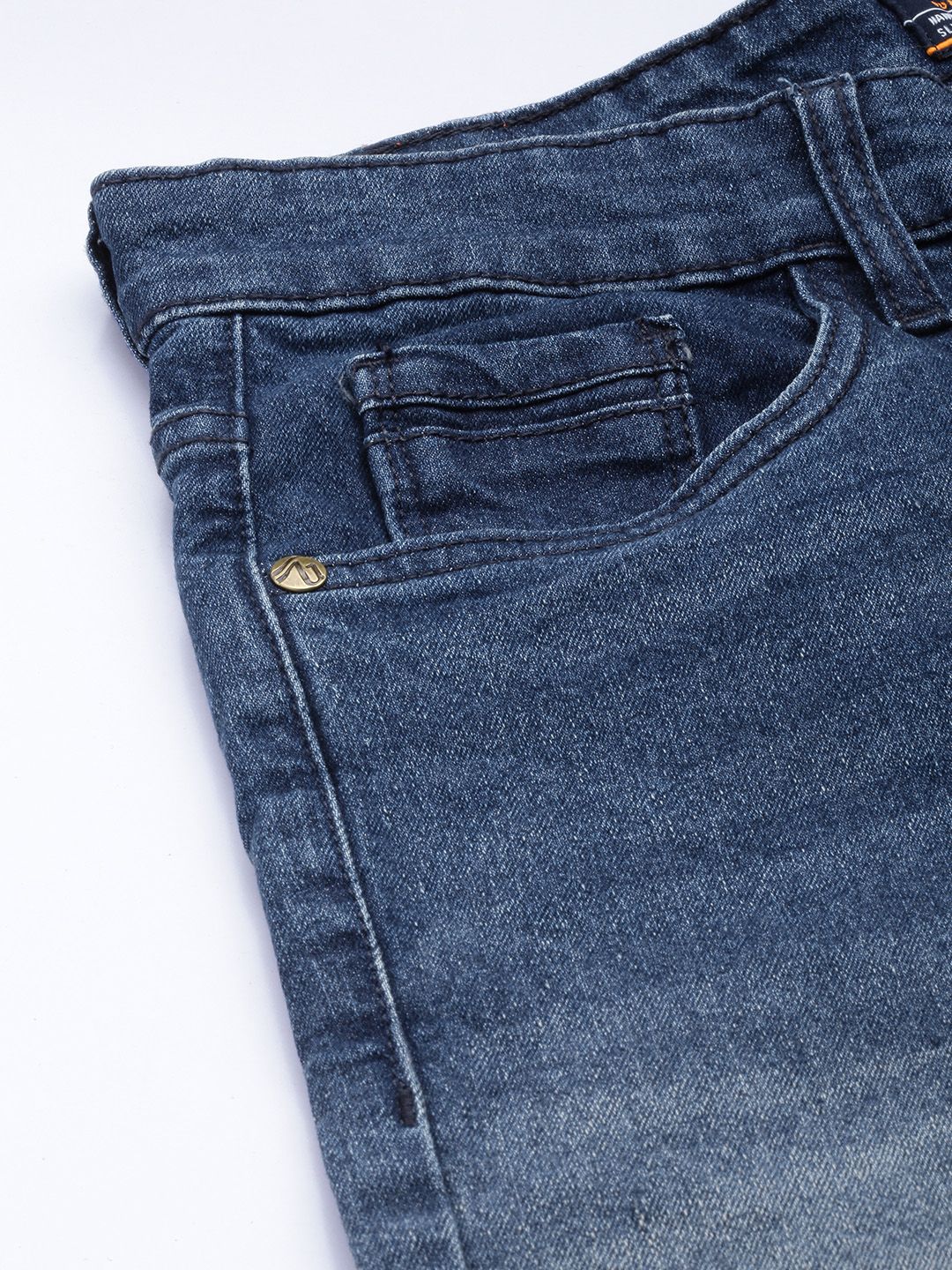 The Indian Garage Co Men Blue Slim Fit Light Fade Ombre Stretchable Jeans