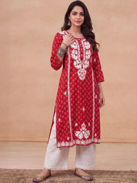 House of Chikankari Women Embroidered Chikankari Kurta