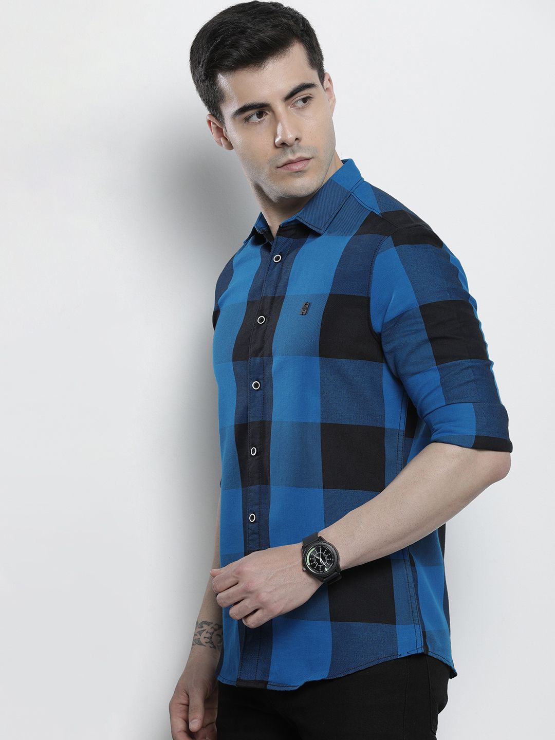 The Indian Garage Co Men Buffalo Checked Casual Cotton Shirt