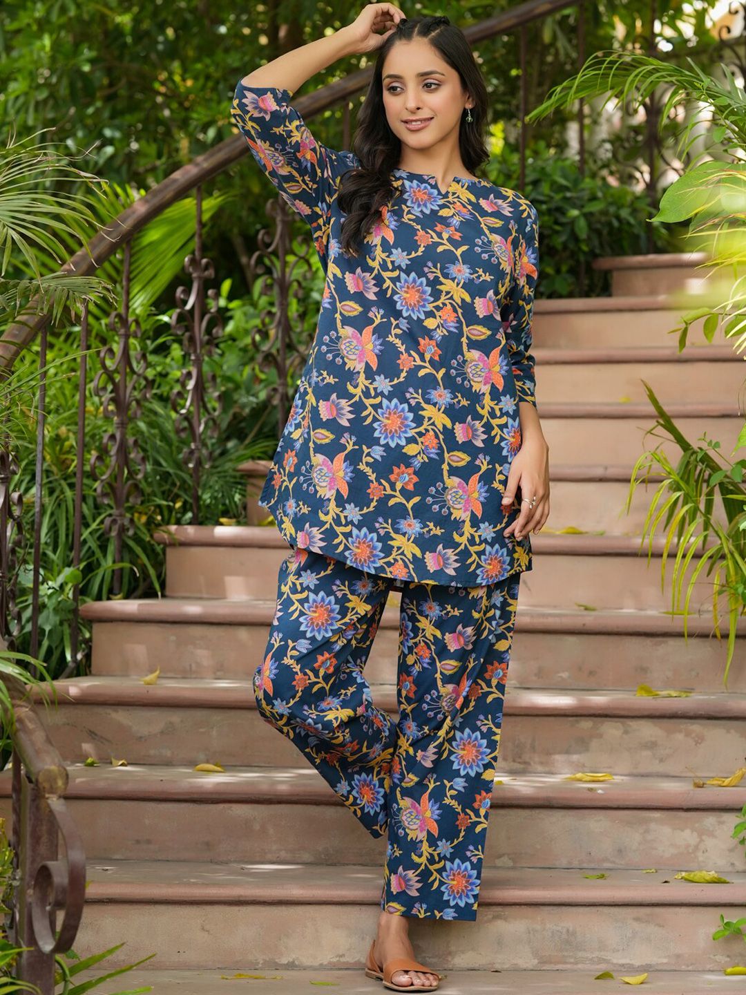 SANSKRUTIHOMES Printed Pure Cotton Night Suit