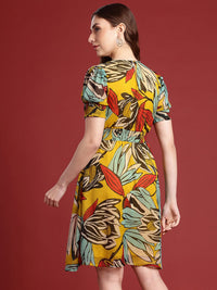 all about you Floral Print Puff Sleeve Fit & Flare Dress