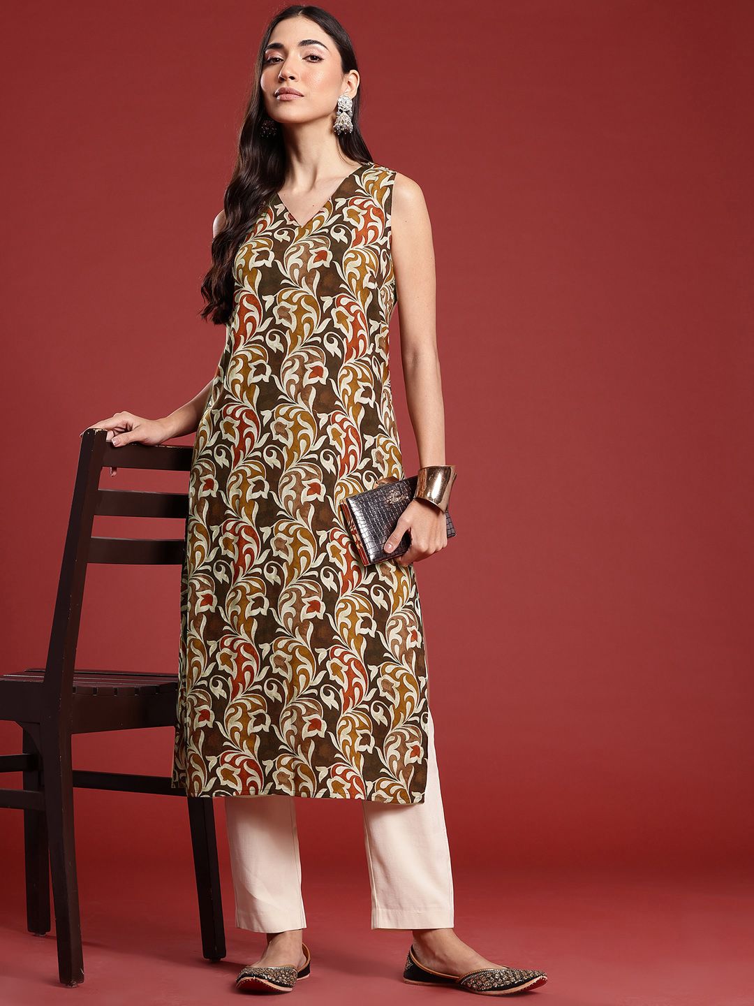 Anouk Ethnic Motifs Printed Straight Kurta