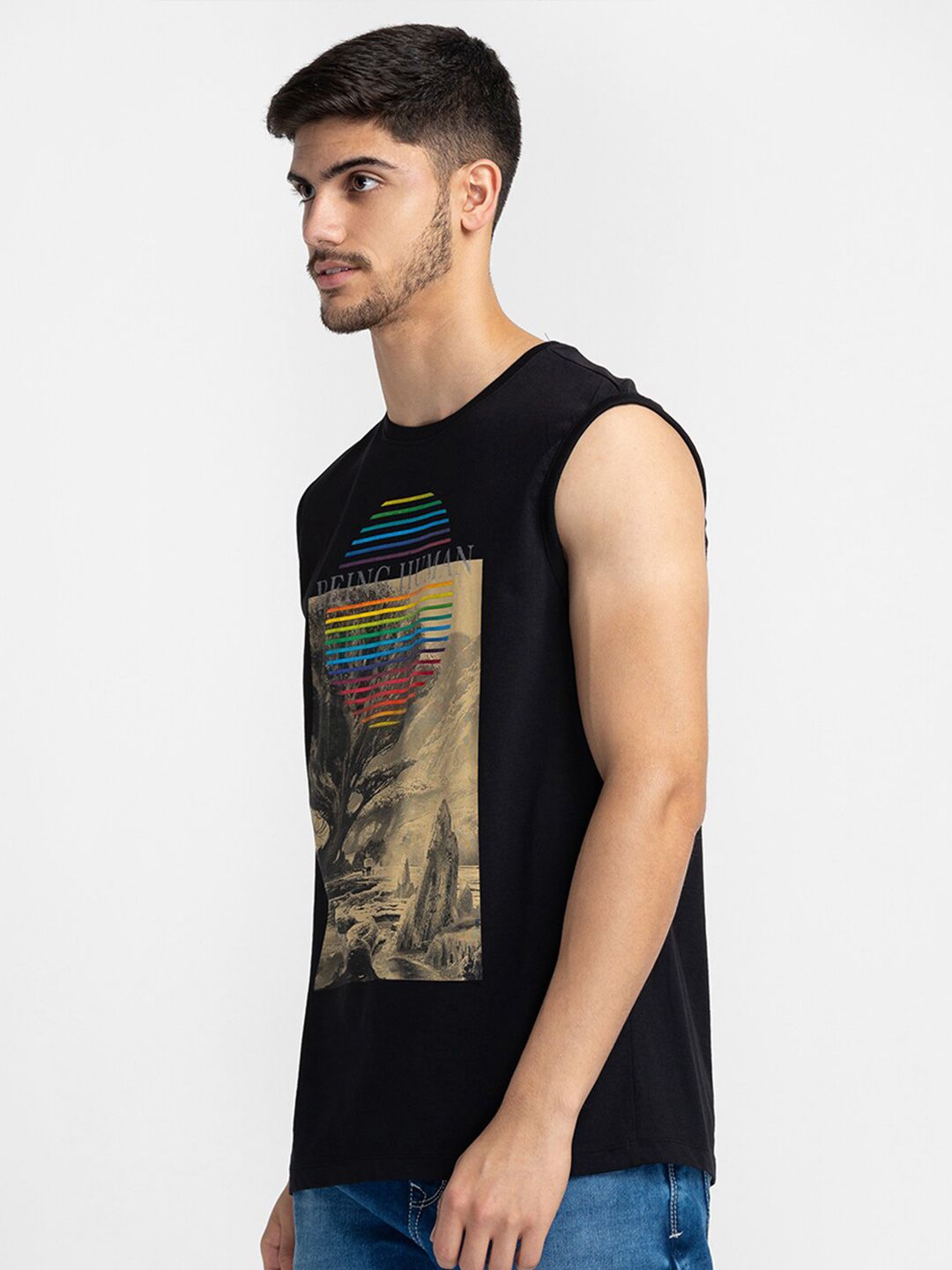 Being Human Graphic Printed Sleeveless T-shirt