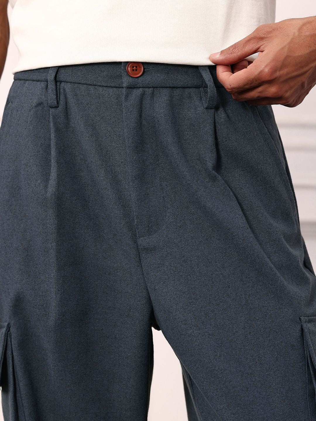 Mr Bowerbird Men Oversized Fit Pleated Cargos