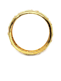 KARATCART Set Of 2 Gold-Plated Kundan-Studded Antique Bangles