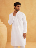 SOJANYA Geometric Embroidered Mandarin Collar Straight Pure Cotton Kurta