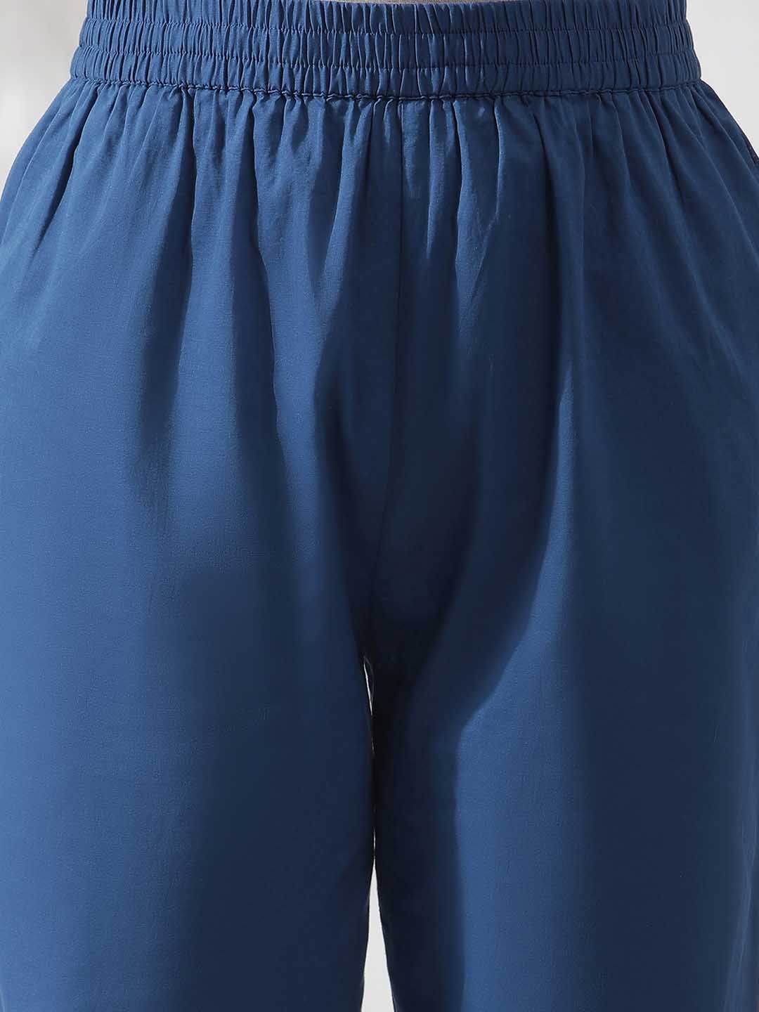 W Ethnic Motifs Printed Round Neck Pure Cotton Kurta & Trouser