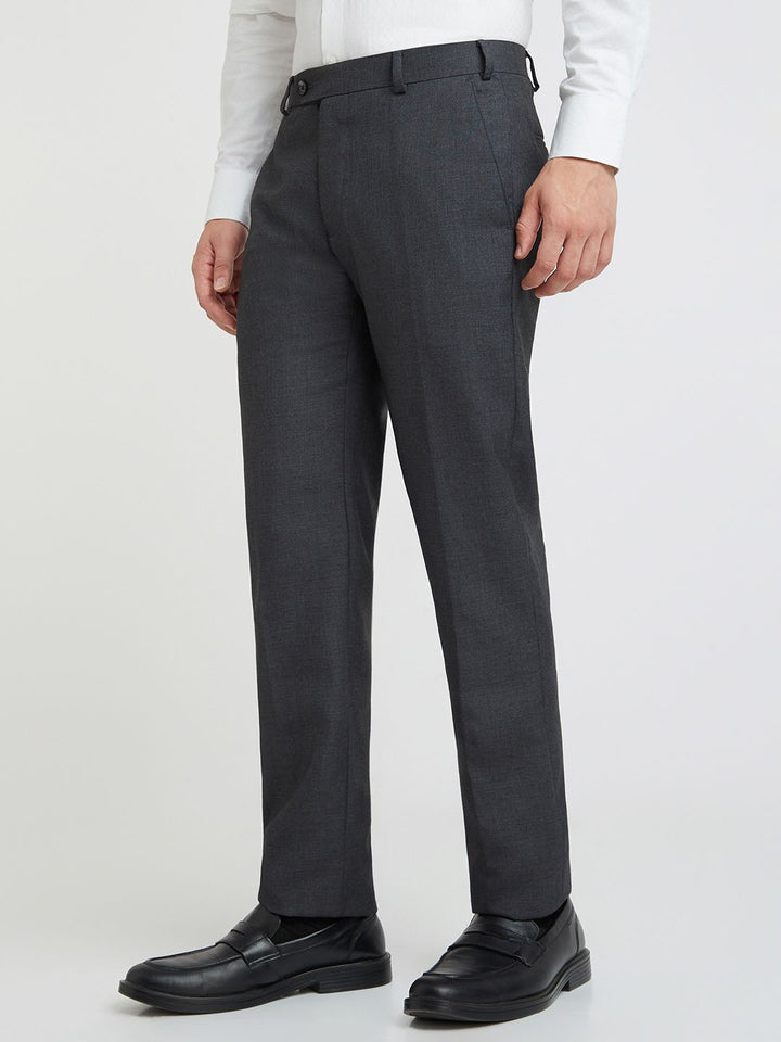Raymond Men Charcoal Grey Slim Fit Formal Trousers