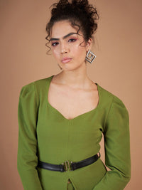 SASSAFRAS Green Puffed Slevees Top With Trousers