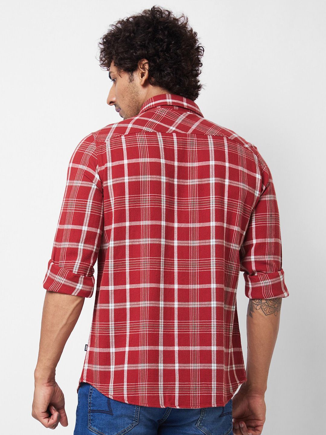 SPYKAR Men Tartan Checked Opaque Cotton Casual Shirt